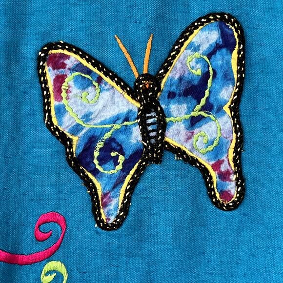 VTG Draper's & Damon's Button Up Jacket Applique Flowers Butterflies Petite M - Picture 7 of 11